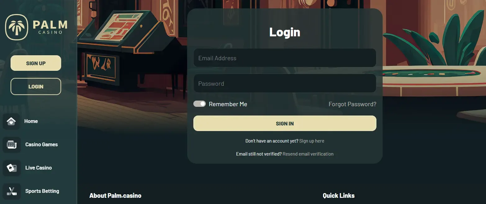 Palm Casino UK Online Platform image 2